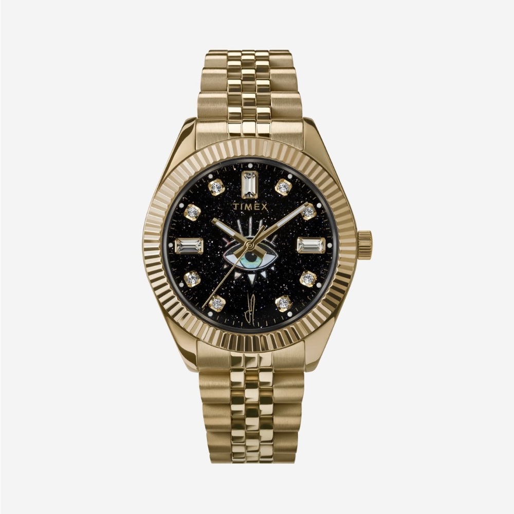 Timex x Jacquie Aiche 36mm Stainless Steel Bracelet Watch black & gold